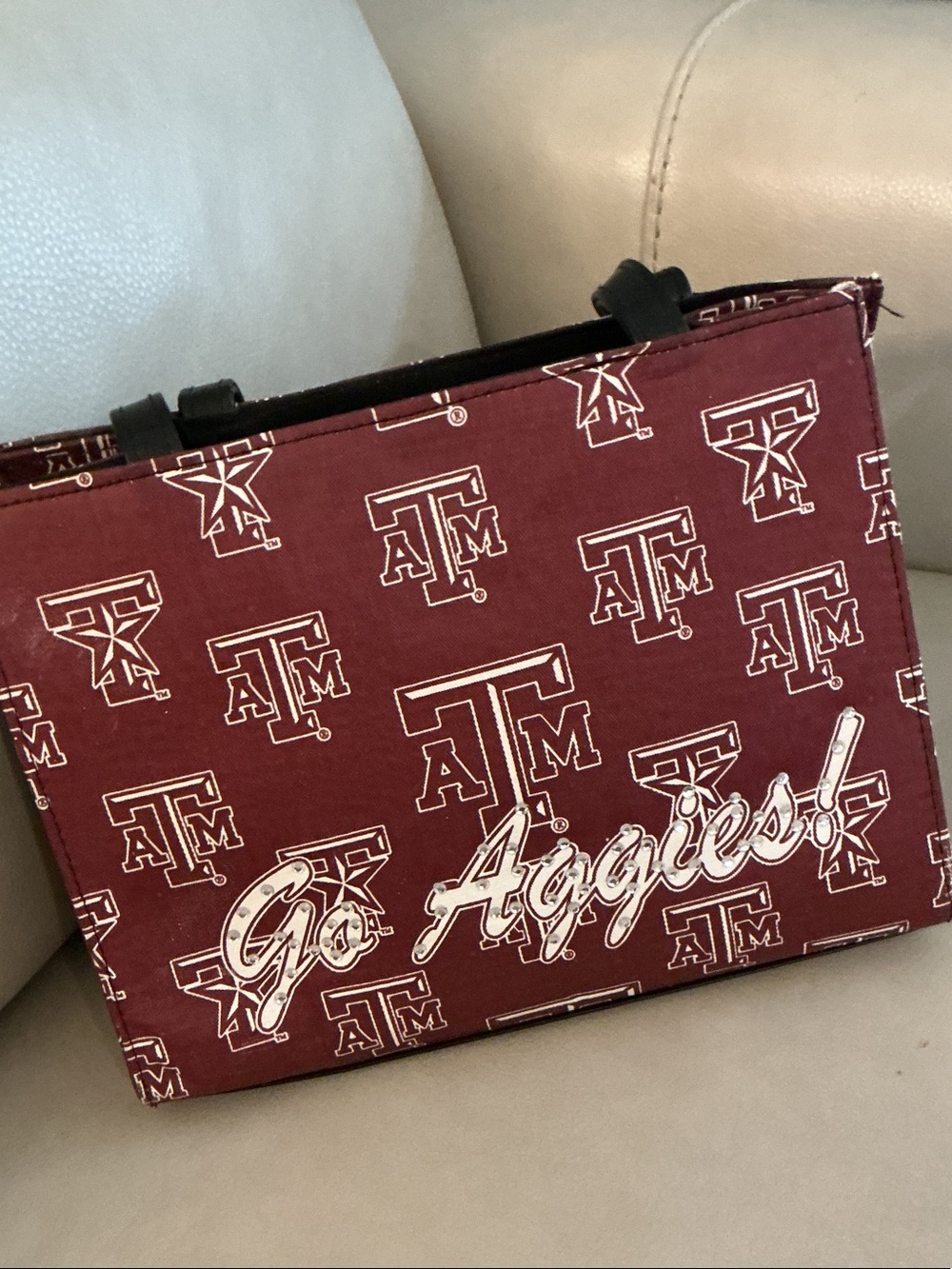 Texas A&M 'Go Aggies' Small Tote Bag - Maroon & White. ATM